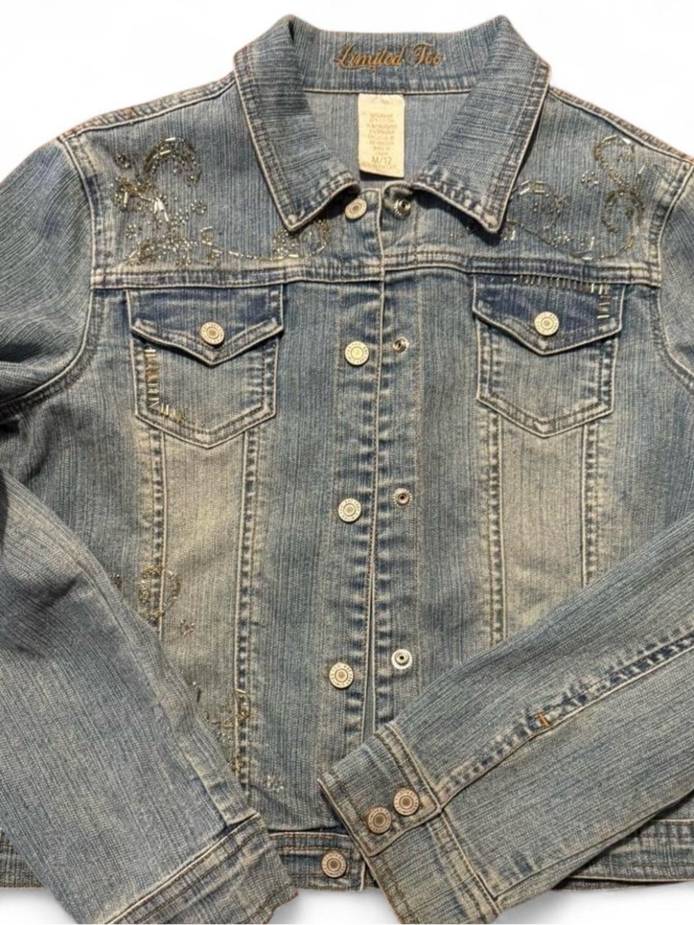 Limited Too Light Blue Denim Jacket with Subtle Embellishments